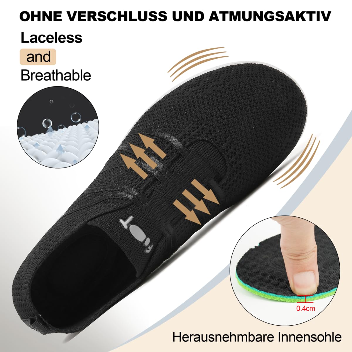 Merdoo Barfußschuhe Damen Herren Bequeme Barfuss Schuhe Damen Slip On Sneakers Weich Sportschuhe Leicht Turnschuhe rutschfest Hausschuhe Atmungsaktiv Barfussschuhe Sommerschuhe Unisex 37-45EU