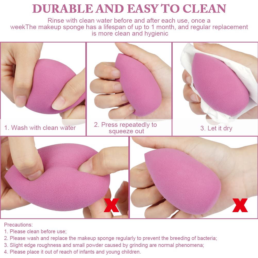 AUAUY 4 PCS Make up Schwamm Set, Foundation Blending Beauty Sponge, Beauty Makeup Schwämme Blender für Flüssigkeit Foundation Puder Sonnenschutz und Creme mit 1 Schwammhalter, 1 Puderquaste