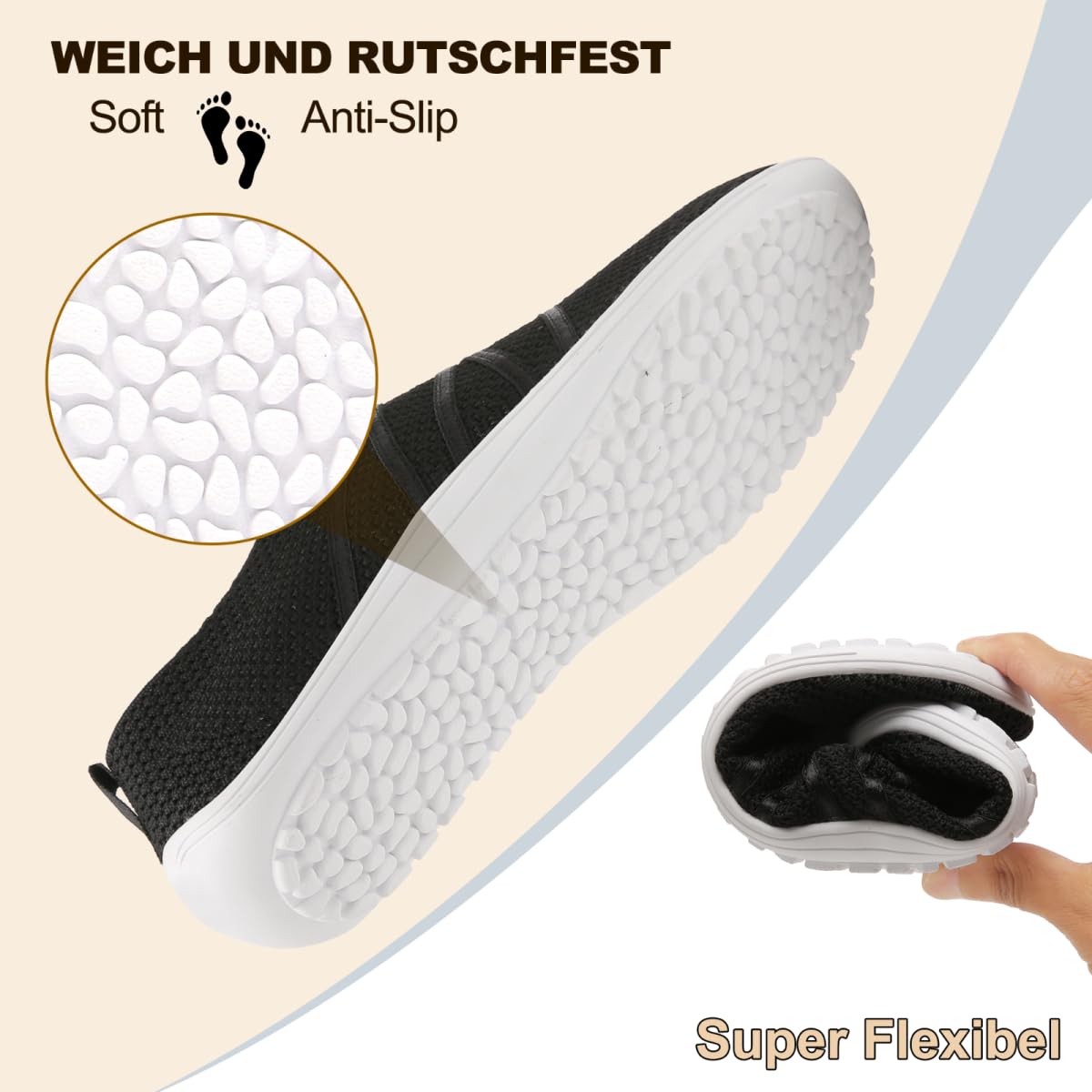 Merdoo Barfußschuhe Damen Herren Bequeme Barfuss Schuhe Damen Slip On Sneakers Weich Sportschuhe Leicht Turnschuhe rutschfest Hausschuhe Atmungsaktiv Barfussschuhe Sommerschuhe Unisex 37-45EU