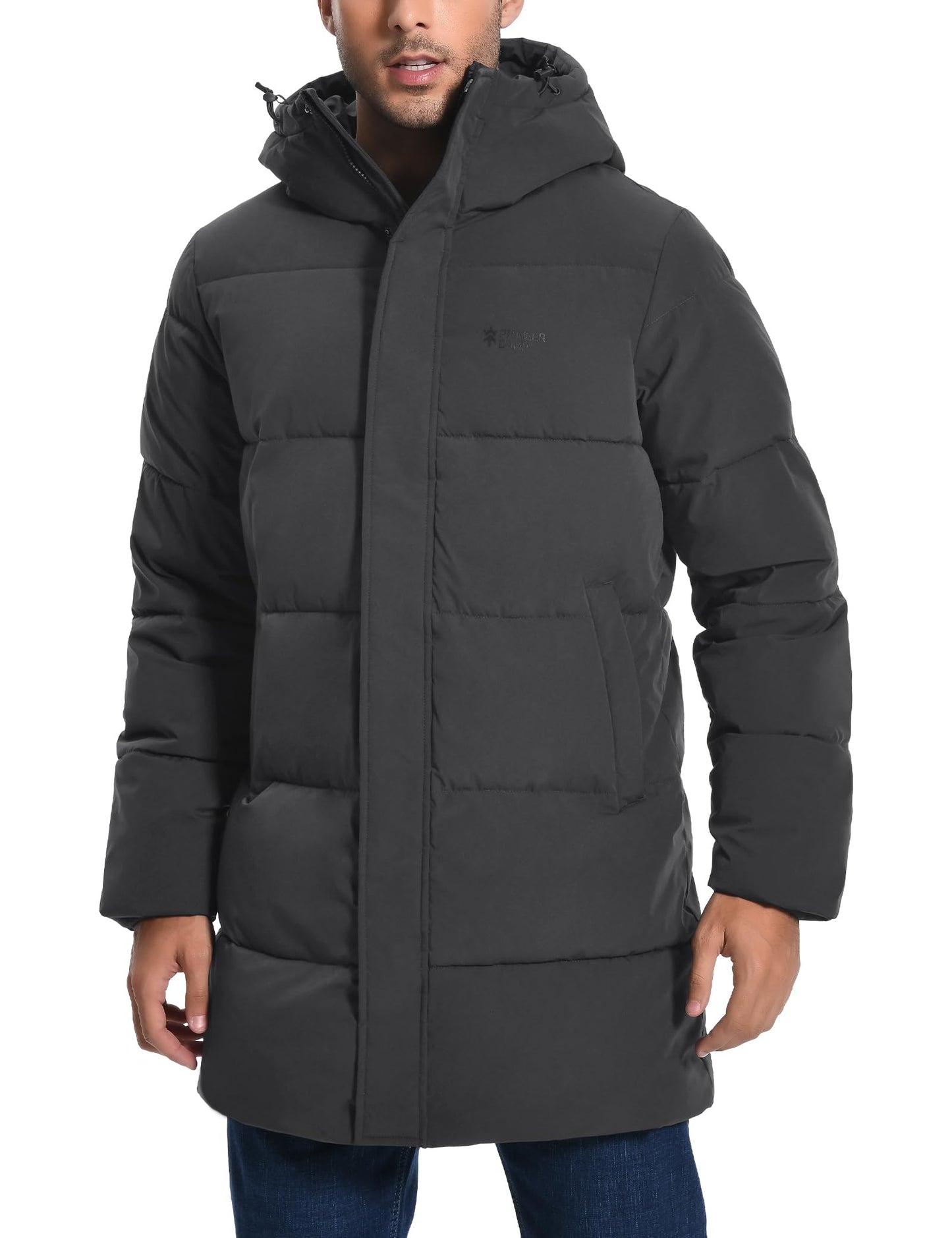 Pioneer Camp Men's Winter Jacket Long Windproof Waterproof Warm Down Jacket Winter Outdoor Parka Jacket with Hood