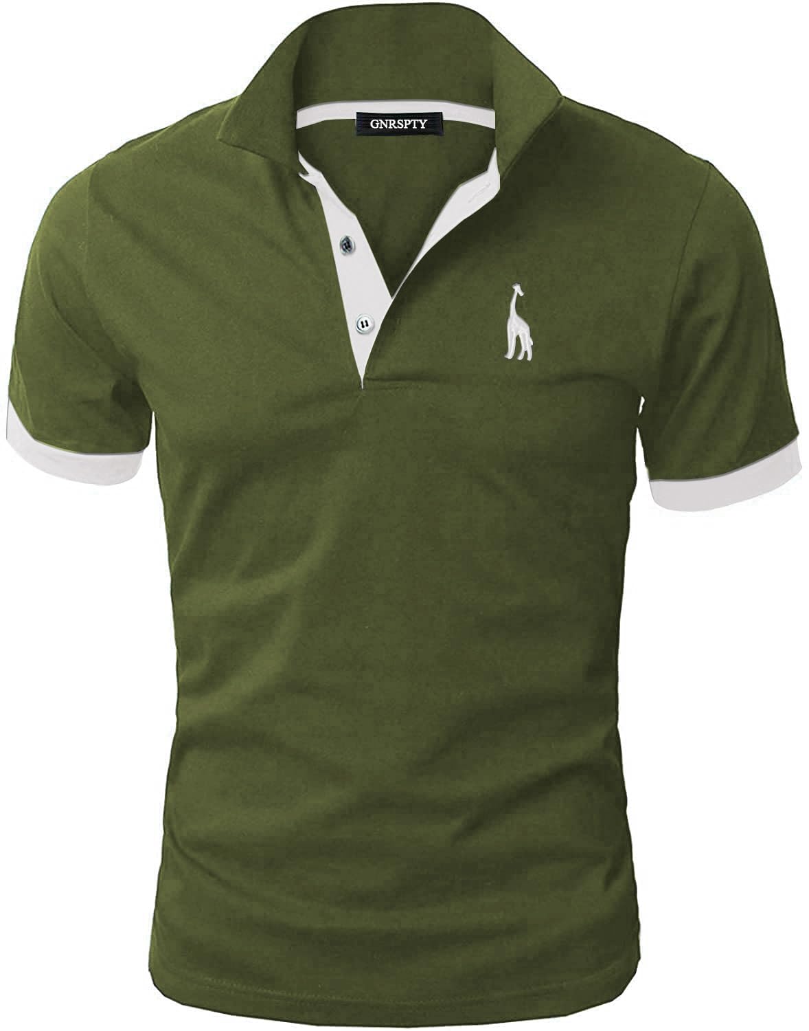 GNRSPTY Poloshirt Herren Kurzarm Polohemd Giraffe Stickerei Einfarbig T-Shirt M-3XL