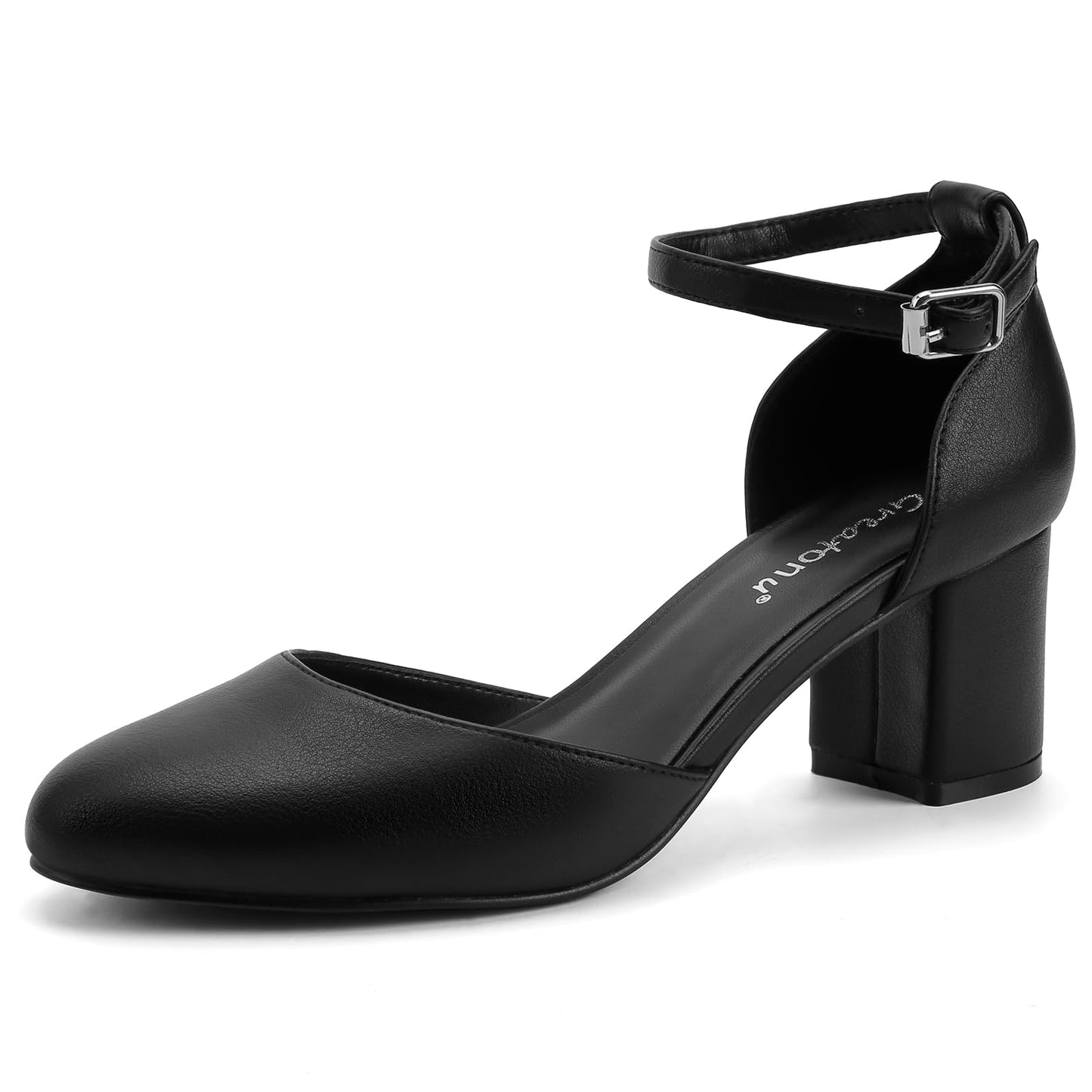 Greatonu Damen Pumps Riemchenpumps Spangenpumps Sandale mit Kreuz Knöchelriemen Blockabsatz Geschlossener Spitze Glitzer Pumps - Perfekt für Hochzeiten und Partys