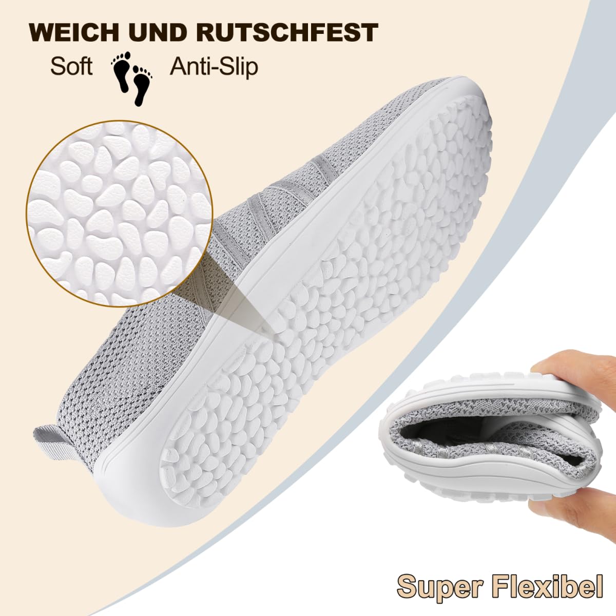 Merdoo Barfußschuhe Damen Herren Bequeme Barfuss Schuhe Damen Slip On Sneakers Weich Sportschuhe Leicht Turnschuhe rutschfest Hausschuhe Atmungsaktiv Barfussschuhe Sommerschuhe Unisex 37-45EU