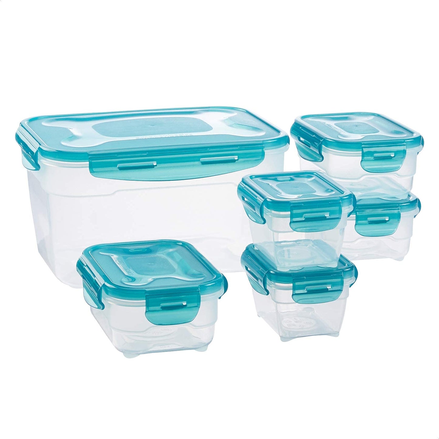 Amazon Basics Gefrierbehälter im Set, mit Deckel, luftdicht, auslaufsicher, stapelbar, für Kühlschrank/Gefriertruhe, BPA-frei, Kunststoff, mikrowellen- und spülmaschinenfest, 3 x 0.6 l, hellblau