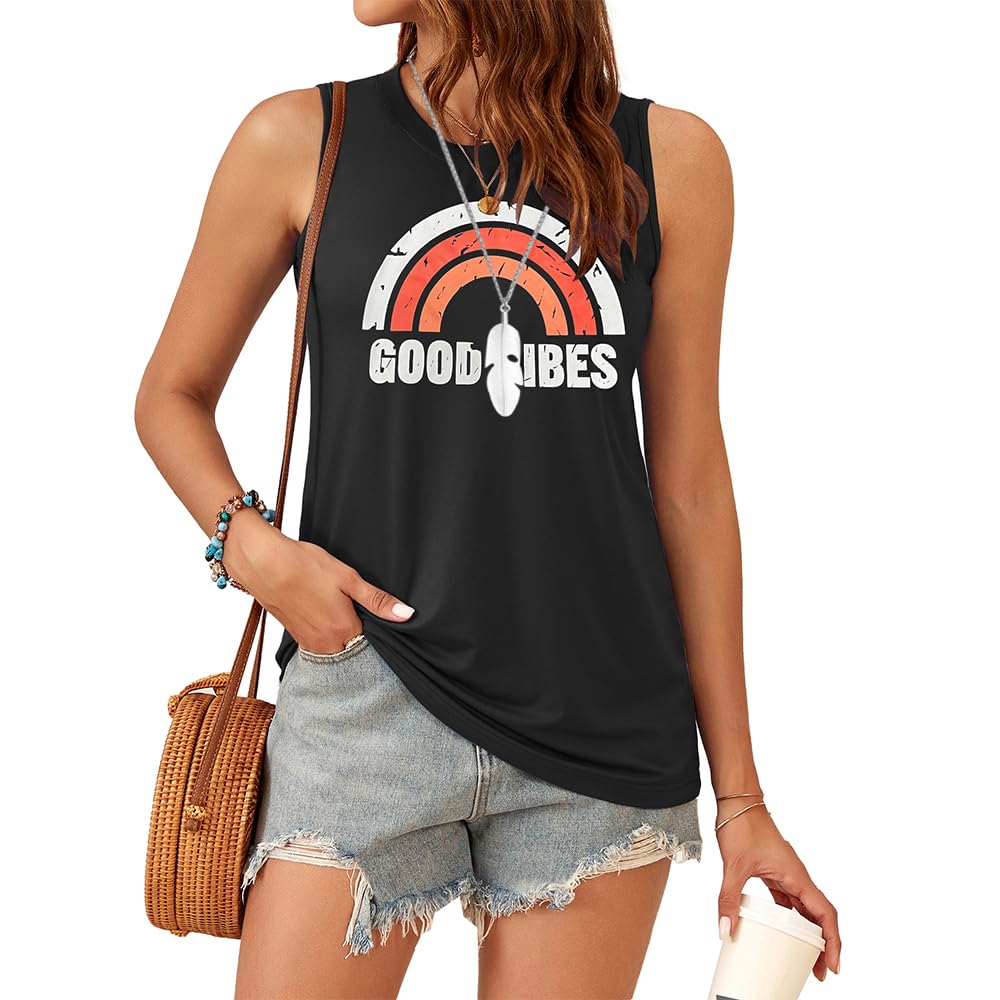WNEEDU Damen Tank Top Ärmellos Oberteile Sommer Tanktops Rundhals Blusentop Vest Top Bluse