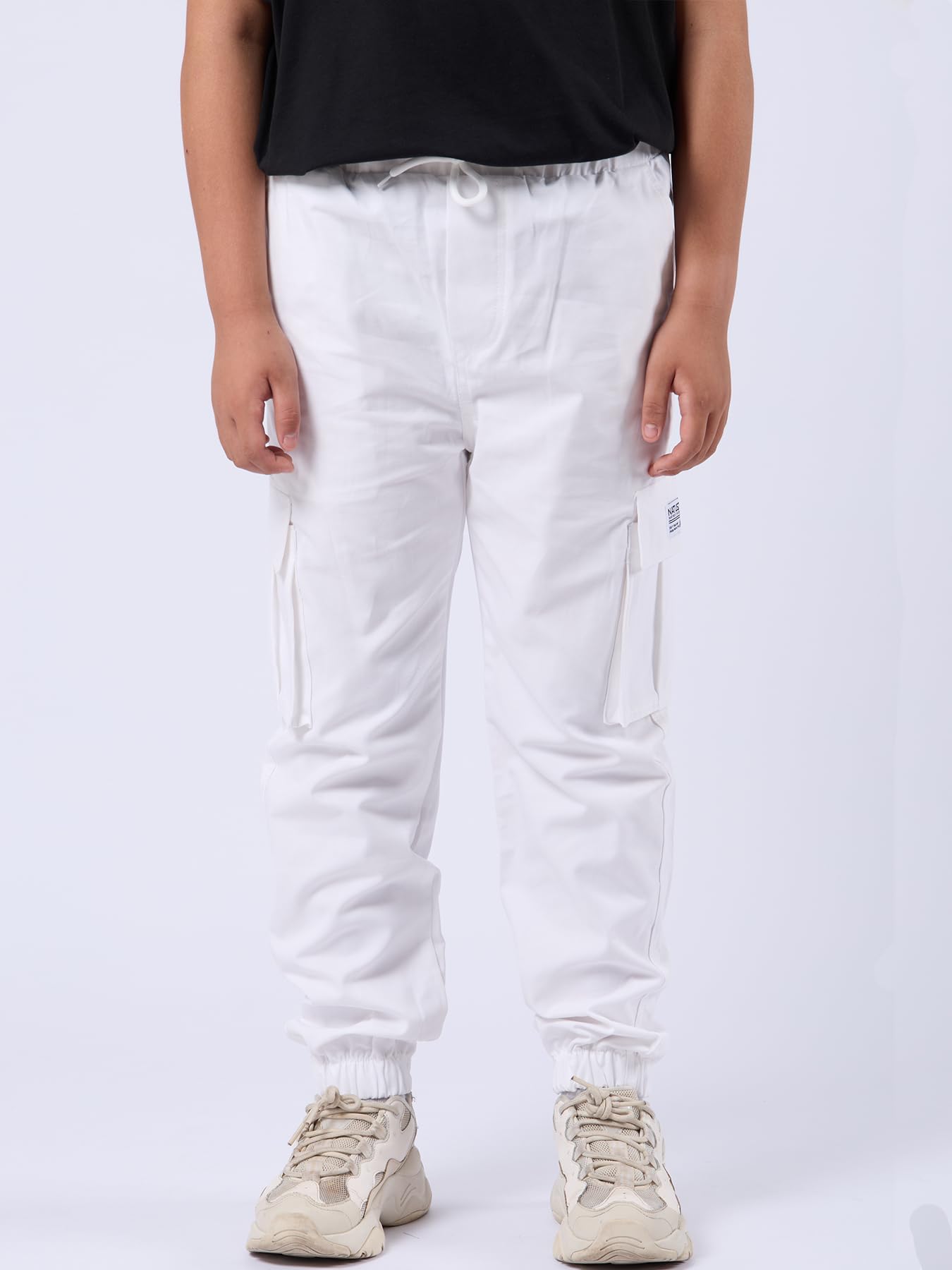 NATUST Jungen Cargohose Kinder Freizeithose mit Elastischem Bund