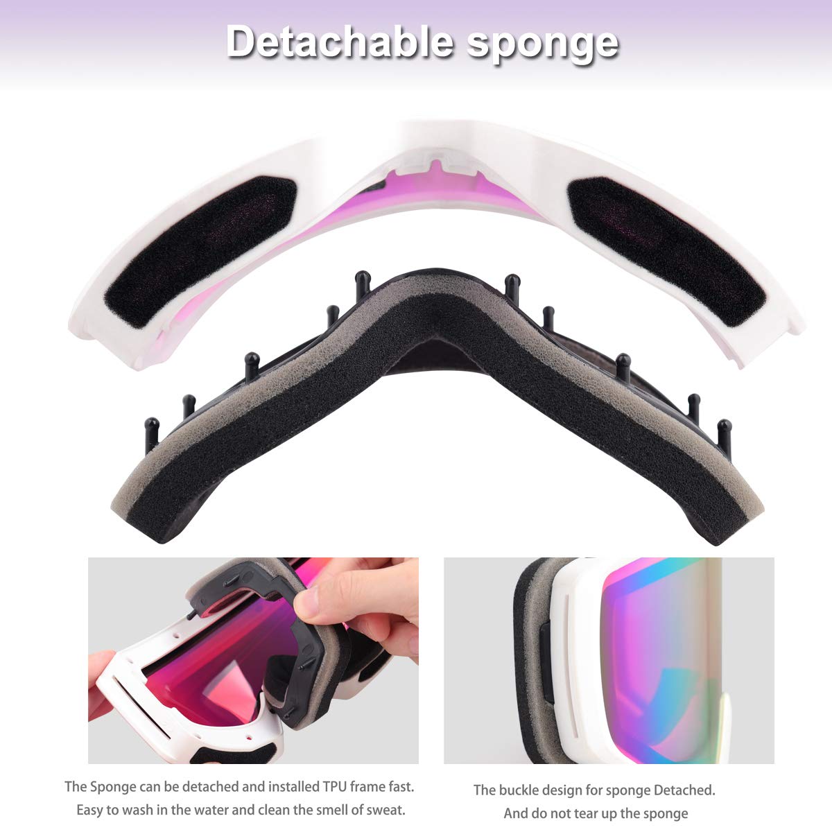EXP Vision Unisex Ski Goggles, OTG for Men and Women, Snowboard Goggles, Snow Goggles, 100% UV Protection Ski Goggles for Glasses Wearers, Anti-Fog Snowboard Goggles, Ski Goggles