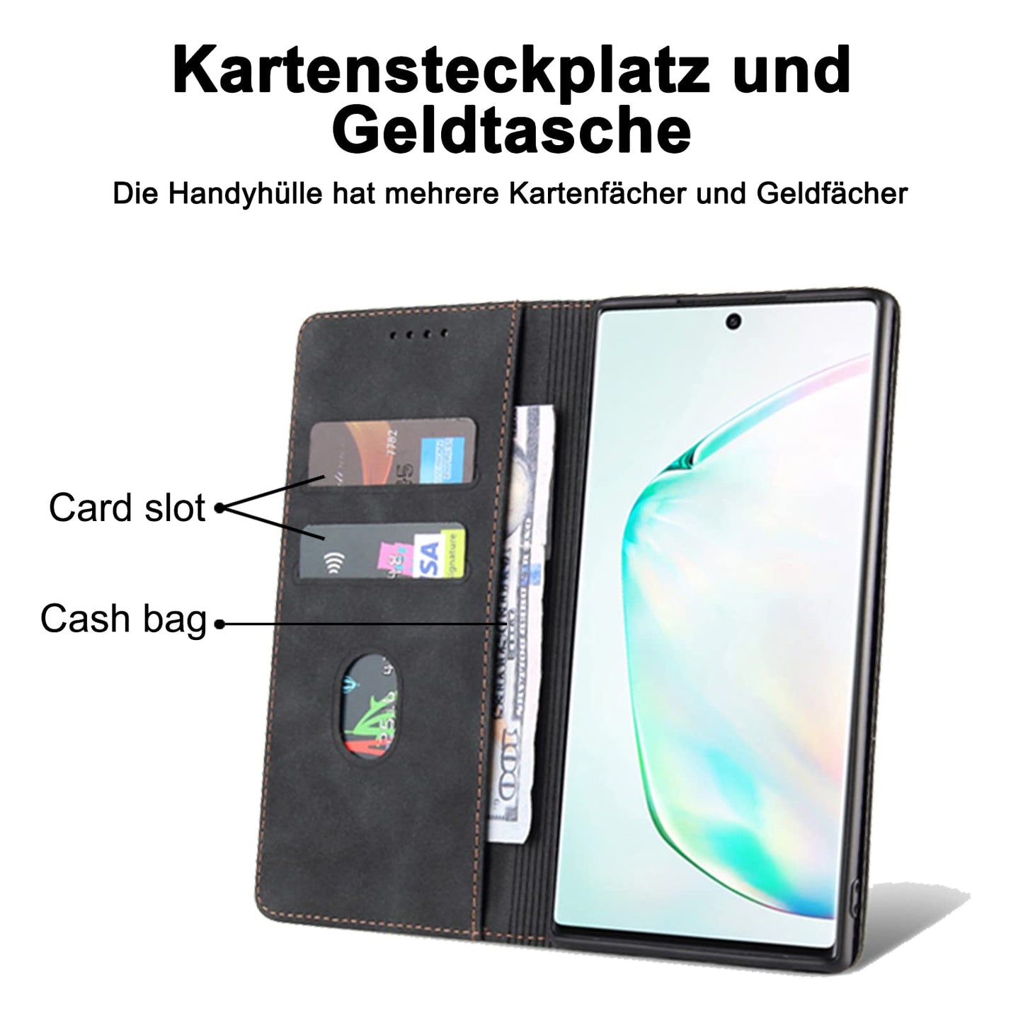 S. Dawezo Hülle für Samsung Galaxy S22 Plus, Premium Leder magnetische Handyhülle mit Ständer, Kartenfach und Brieftasche, Shock Absorbing, kompatibel mit Samsung S22 Plus-Kaffee