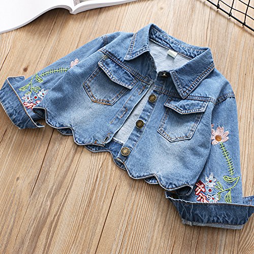Yao Frühling Herbst Kleine Mädchen Kleidungsset Kind Kinder Jeansjacke und Langarmkleid 2-teiliges Set