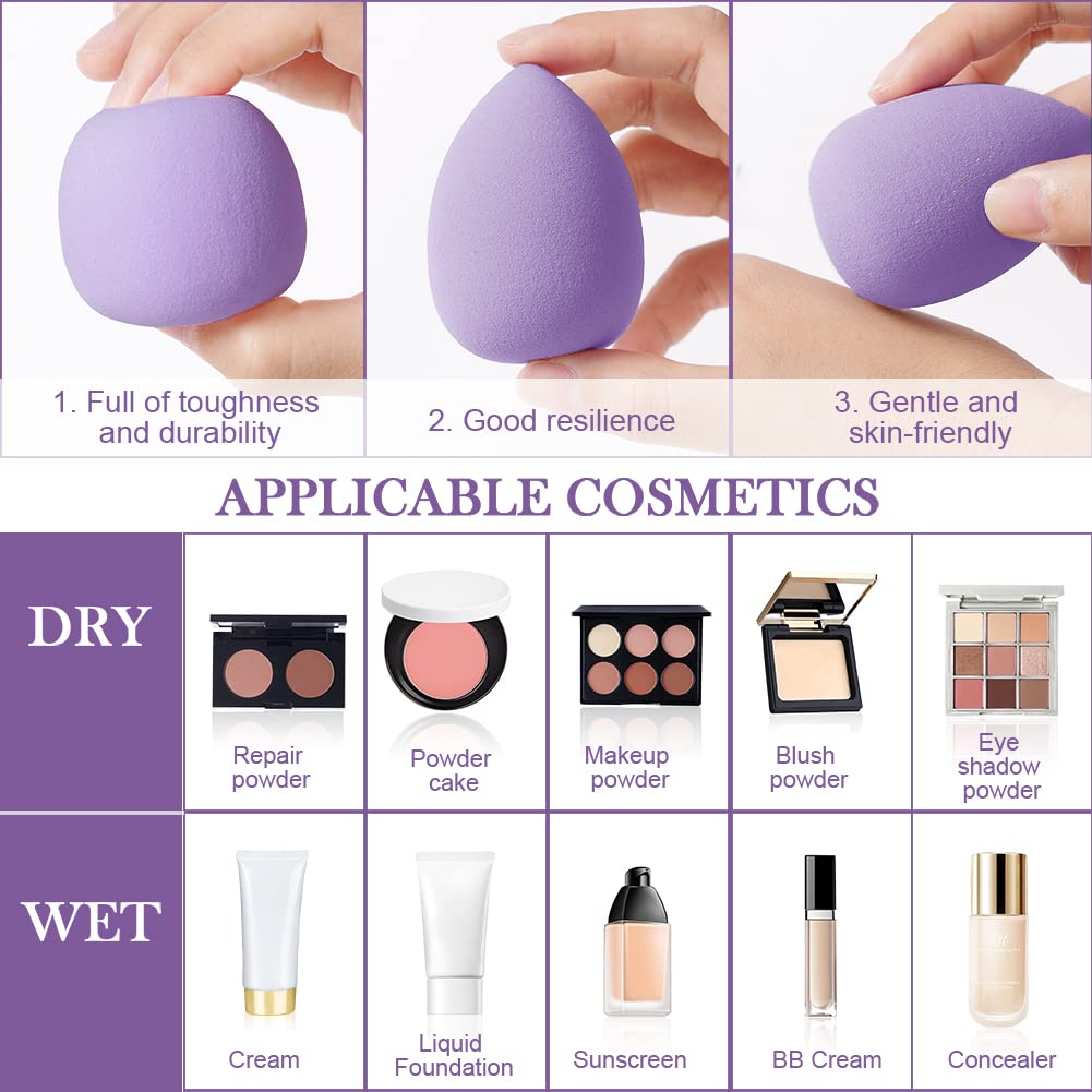 AUAUY 4 PCS Make up Schwamm Set, Foundation Blending Beauty Sponge, Beauty Makeup Schwämme Blender für Flüssigkeit Foundation Puder Sonnenschutz und Creme mit 1 Schwammhalter, 1 Puderquaste