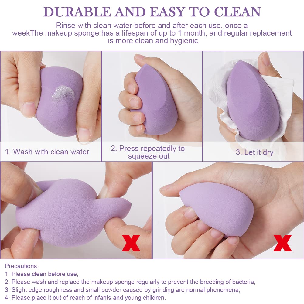 AUAUY 4 PCS Make up Schwamm Set, Foundation Blending Beauty Sponge, Beauty Makeup Schwämme Blender für Flüssigkeit Foundation Puder Sonnenschutz und Creme mit 1 Schwammhalter, 1 Puderquaste