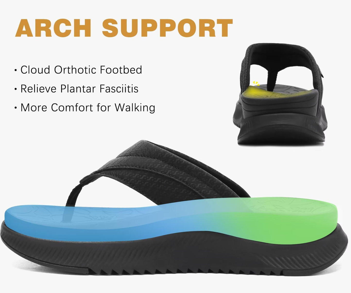 ONCAI Damen orthopädische Kissen Flip Flops Erholung Walking Sandalen für Damen mit Arch Support Sommer bequem Slip On Flip Flops für Damen Größe 36-43