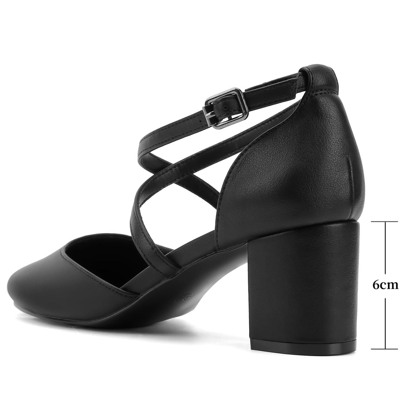 Greatonu Damen Pumps Riemchenpumps Spangenpumps Sandale mit Kreuz Knöchelriemen Blockabsatz Geschlossener Spitze Glitzer Pumps - Perfekt für Hochzeiten und Partys