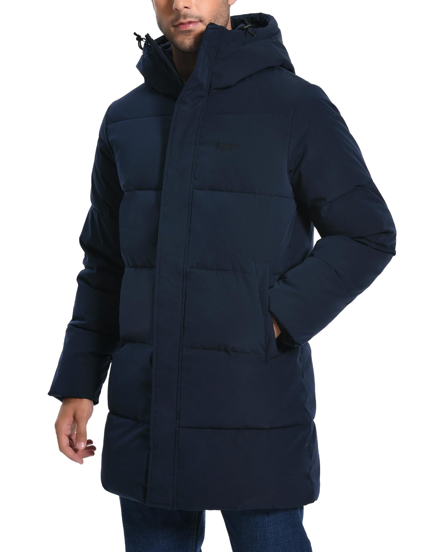 Pioneer Camp Men's Winter Jacket Long Windproof Waterproof Warm Down Jacket Winter Outdoor Parka Jacket with Hood
