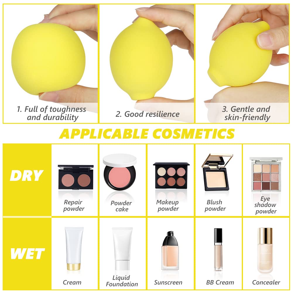 AUAUY 4 PCS Make up Schwamm Set, Foundation Blending Beauty Sponge, Beauty Makeup Schwämme Blender für Flüssigkeit Foundation Puder Sonnenschutz und Creme mit 1 Schwammhalter, 1 Puderquaste