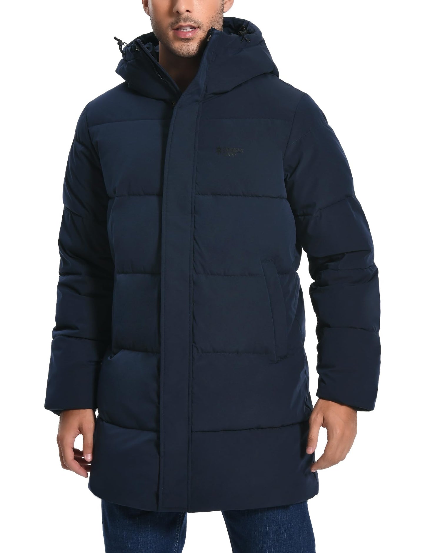Pioneer Camp Men's Winter Jacket Long Windproof Waterproof Warm Down Jacket Winter Outdoor Parka Jacket with Hood