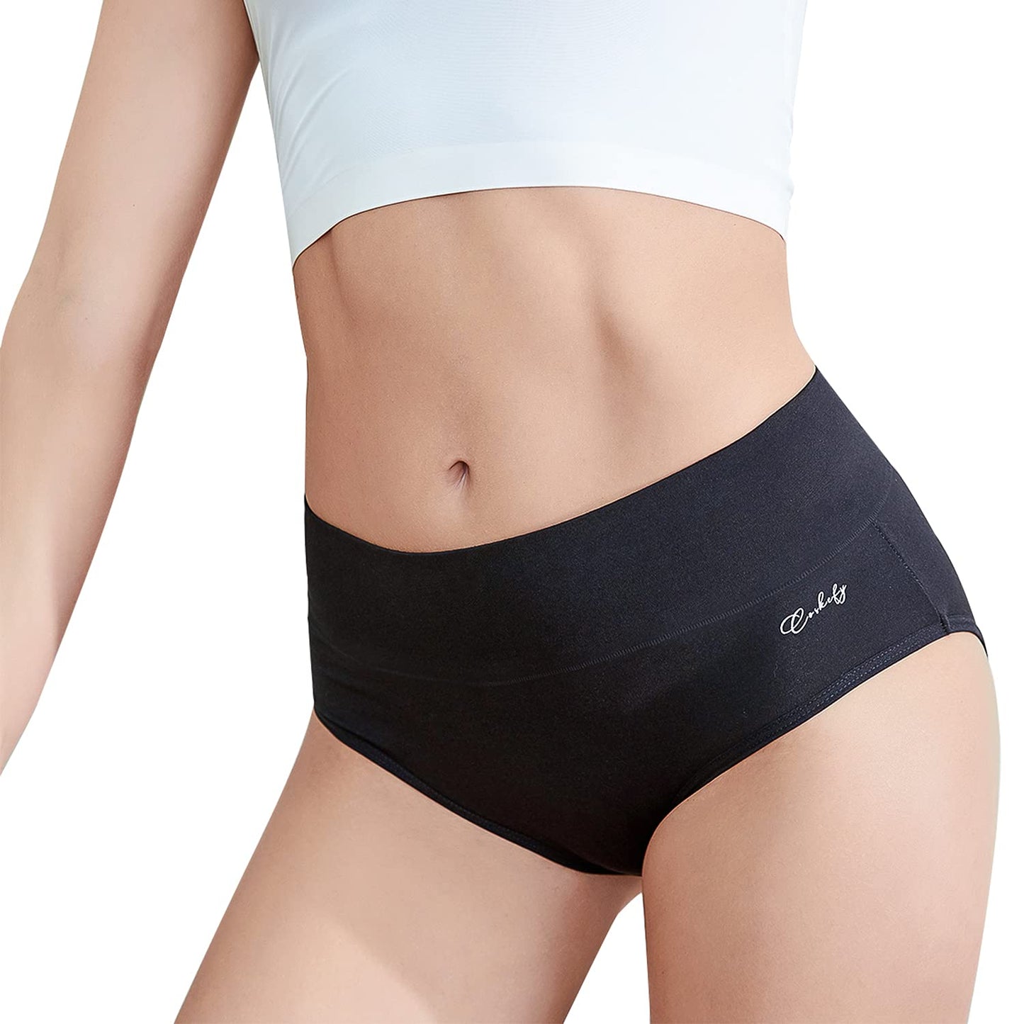 anqier Unterhosen Damen, 5er Pack Stretch Baumwolle Hohe Taille Slips Damen Atmungsaktiv Panties Weich Frauen Unterwäsche