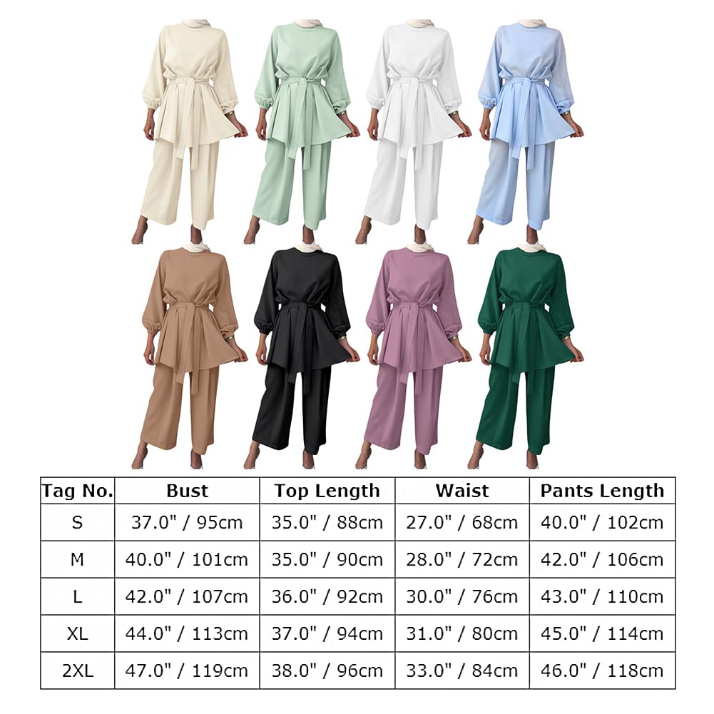 Gebetskleidung Muslim Damen Langarm Top + Lang Hose 2 Teiler Ramadan Outfit