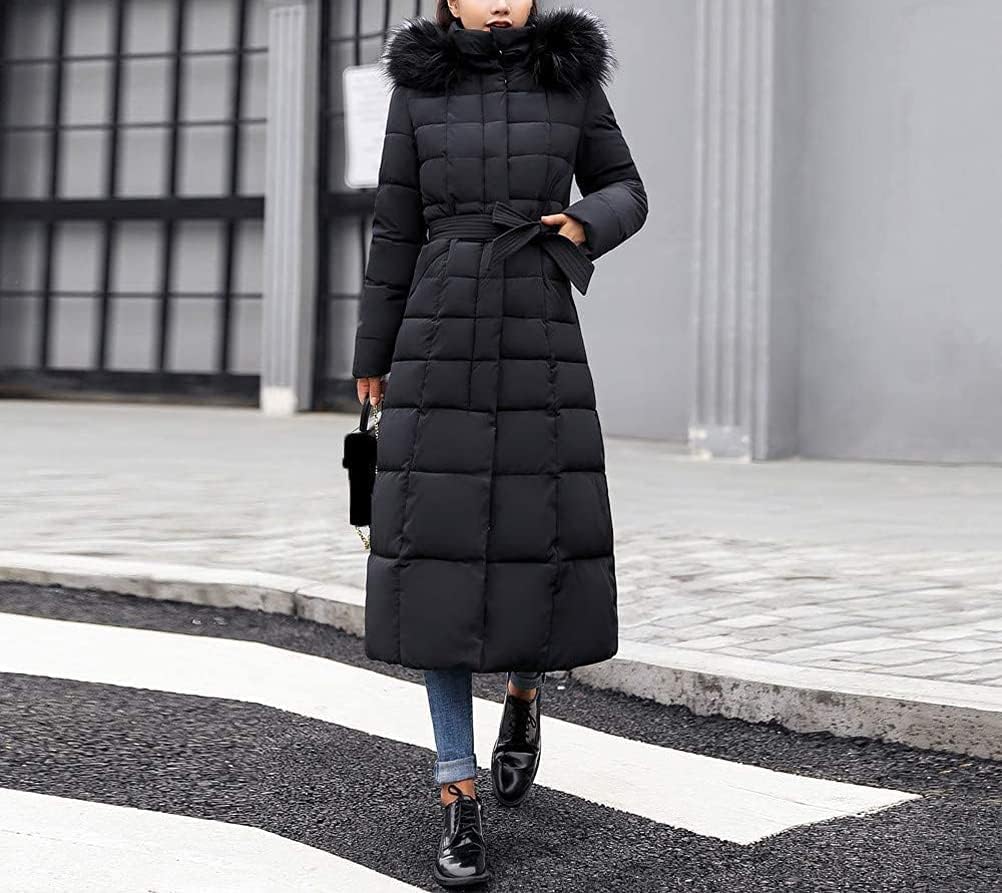 Onsoyours Women's Winter Jacket, Long Down Jacket, Quilted Jacket, Winter Coat, Parka Jacket, Outerwear, Women's Winter Warm Down Coat with Fur Collar