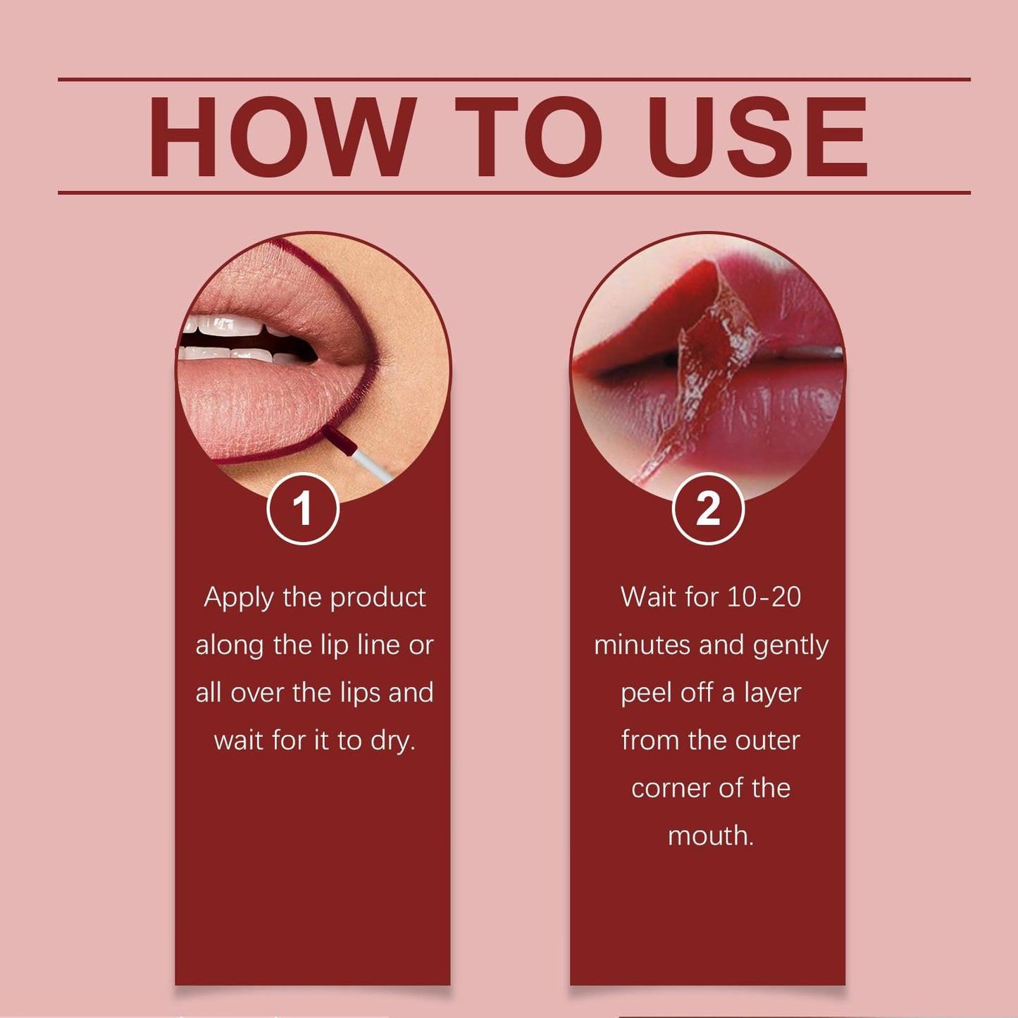 3Pcs Lip Liner Stain, Natural Long Lasting Lip Stain Peel Off, Waterproof Stay On All Day, Transfer-Proof, Highly Pigmented, Abzieh-Lippenstift (Kaffee & Kakao & Rose)