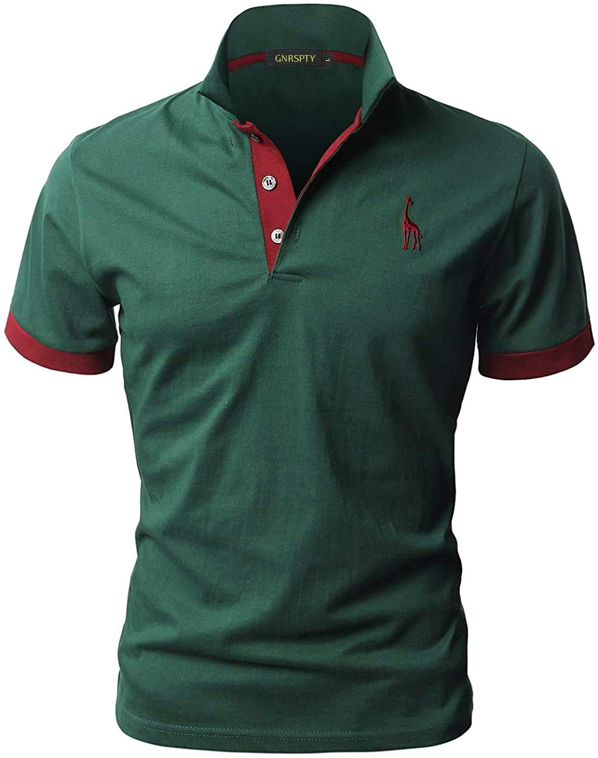 GNRSPTY Poloshirt Herren Kurzarm Polohemd Giraffe Stickerei Einfarbig T-Shirt M-3XL