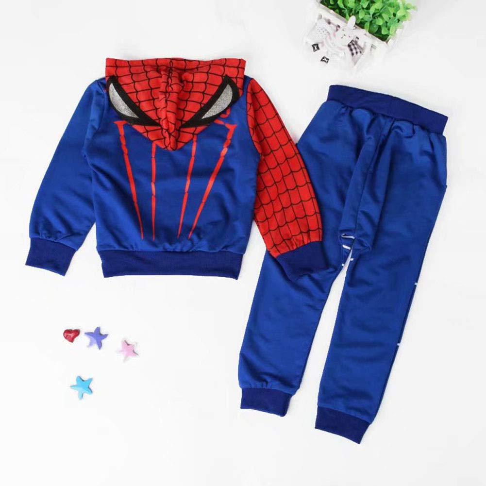ALANTOP Jungen Casual Trainingsanzug Hoodies Kinder 2-teiliges Outfit Cosplay Superheld Spinne Kostüm Set Langarm Sport Anzug Sweatshirt