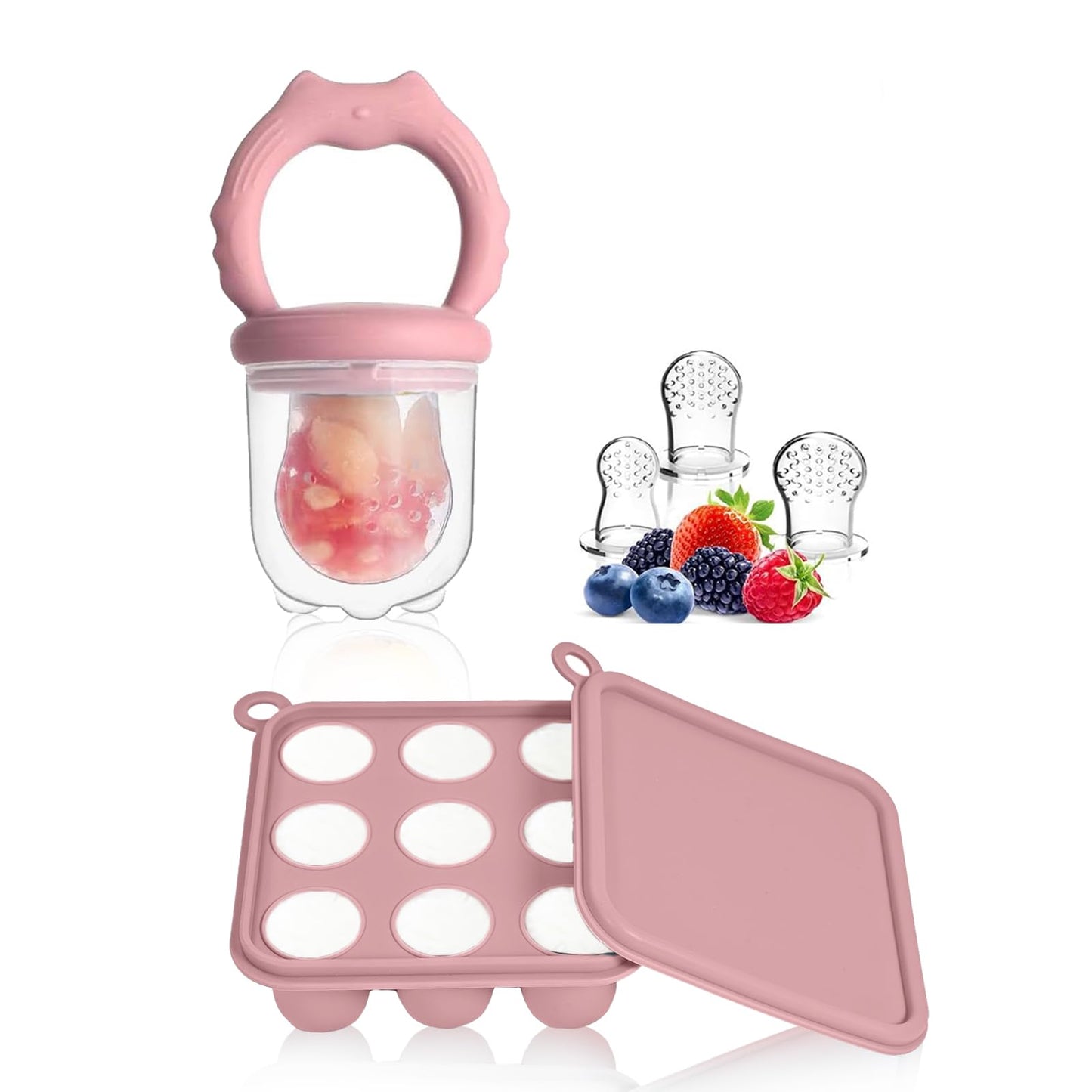 WeSweet Fruchtsauger Baby | Silikon Futterspender für Babynahrung und Gefriertablett für Babynahrung, Milch-Eis am Stiel, zur Linderung des Zahnens von Babys, Schnuller zum Selbstfüttern (Bear Sand)