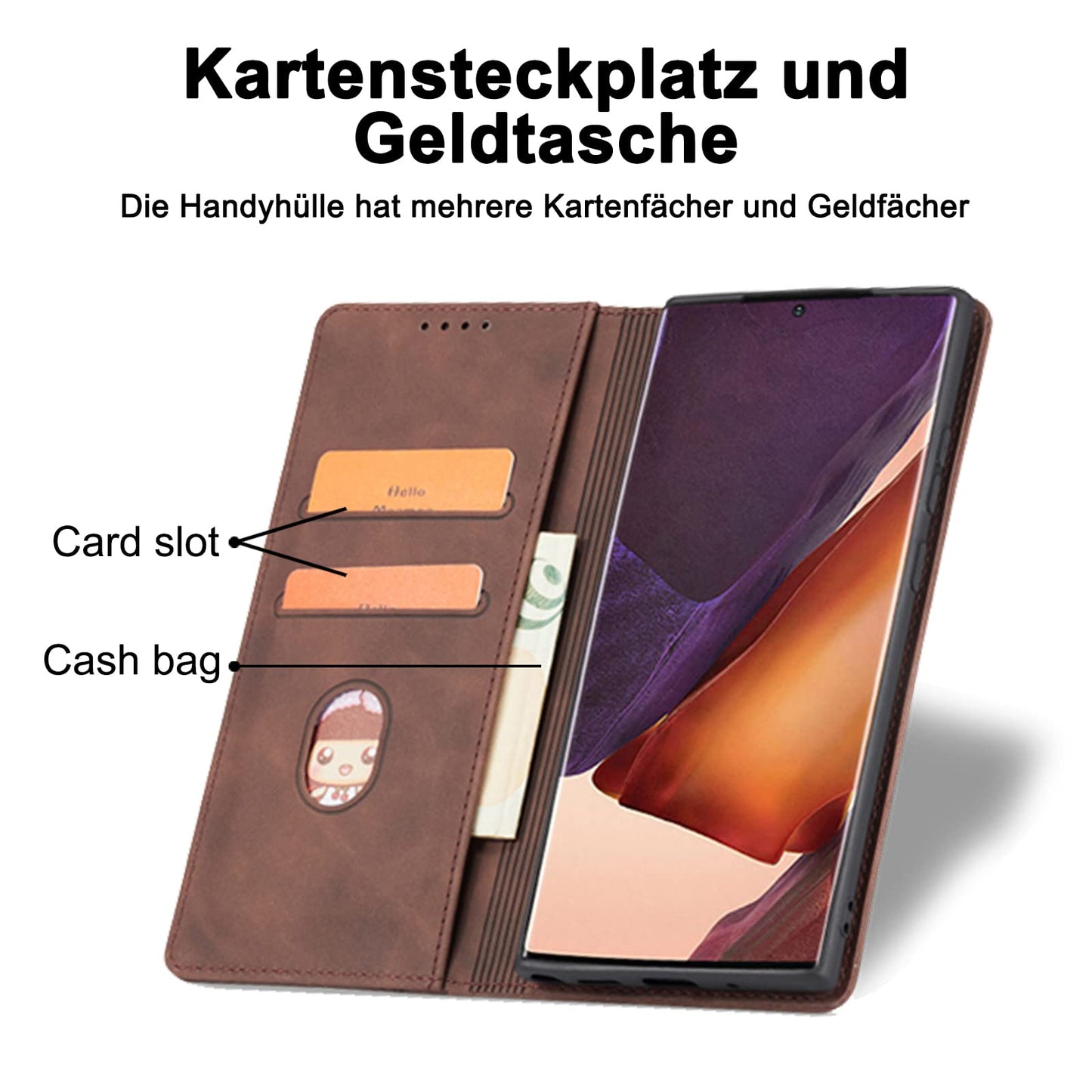 S. Dawezo Hülle für Samsung Galaxy S22 Plus, Premium Leder magnetische Handyhülle mit Ständer, Kartenfach und Brieftasche, Shock Absorbing, kompatibel mit Samsung S22 Plus-Kaffee