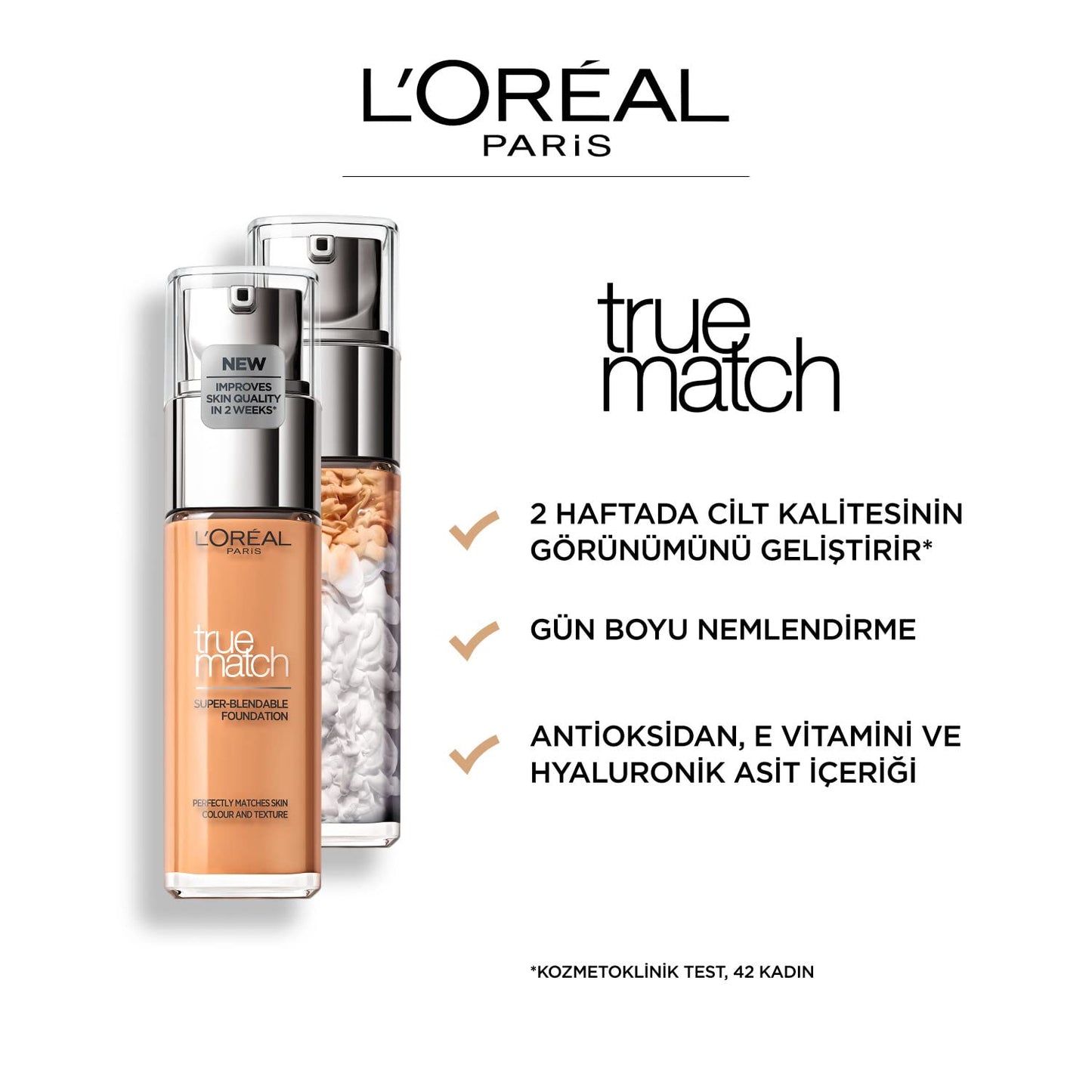 L'Oréal Paris Make up, Flüssige Foundation mit Hyaluron und Aloe Vera, True Match Make-Up, Nr. 5.N Sand, 30 ml