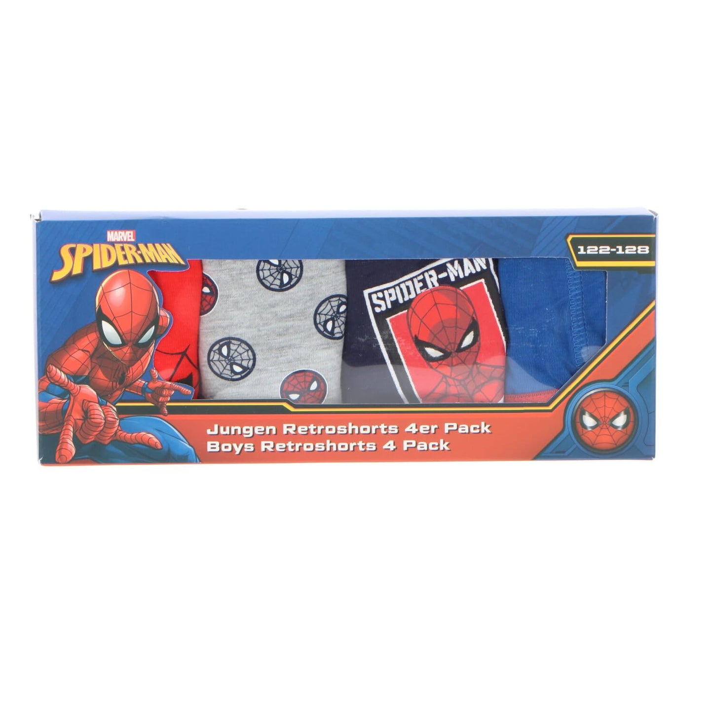 Marvel Spiderman Jungen 4er Pack Boxershorts Unterhosen mit unterschiedlichen Motiven Underwears Kinder Unterhose wäsche 98-140 cm