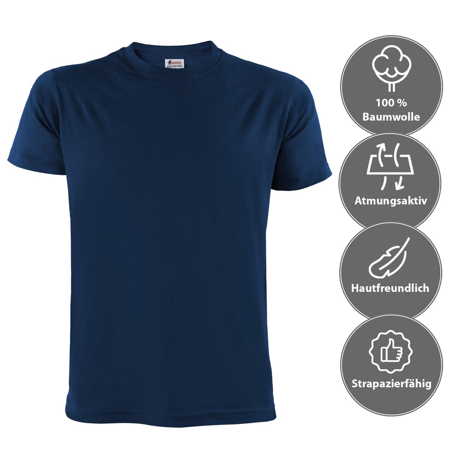 ALPIDEX Herren T-Shirts 5er Set Rundhals einfarbig S M L XL XXL 3XL 4XL 5XL