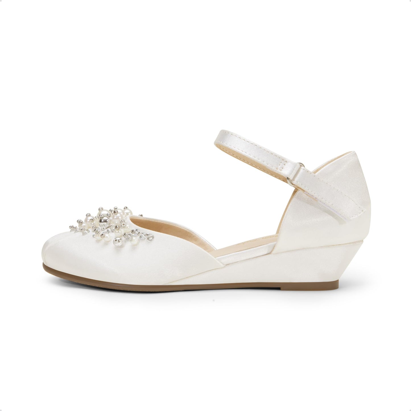 DREAM PAIRS Mädchen Prinzessin Schuhe Schulschuhe Flache Schuhe Kleiderschuhe Absätze niedrige Keilpumps mit Perlen und Strasssteinen