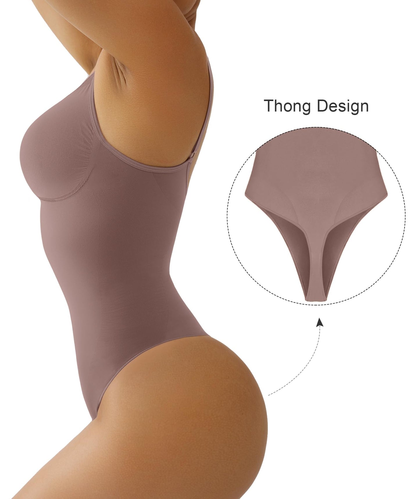 SHAPERX Shapewear Damen Bauchweg Bodysuit Formender Body Shaper Sculpting Tanga mit Verstellbarer Schultergurt