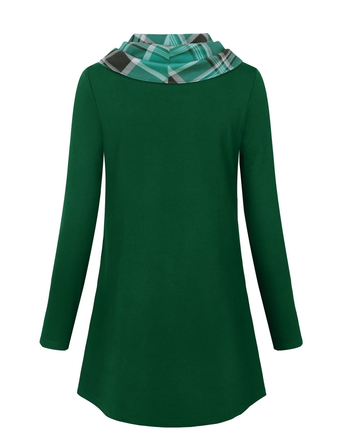 Gaharu Damen Tunika Langarm Elegant Pullover Lang Sweatshirt Schalkragen Patchwork Pulli