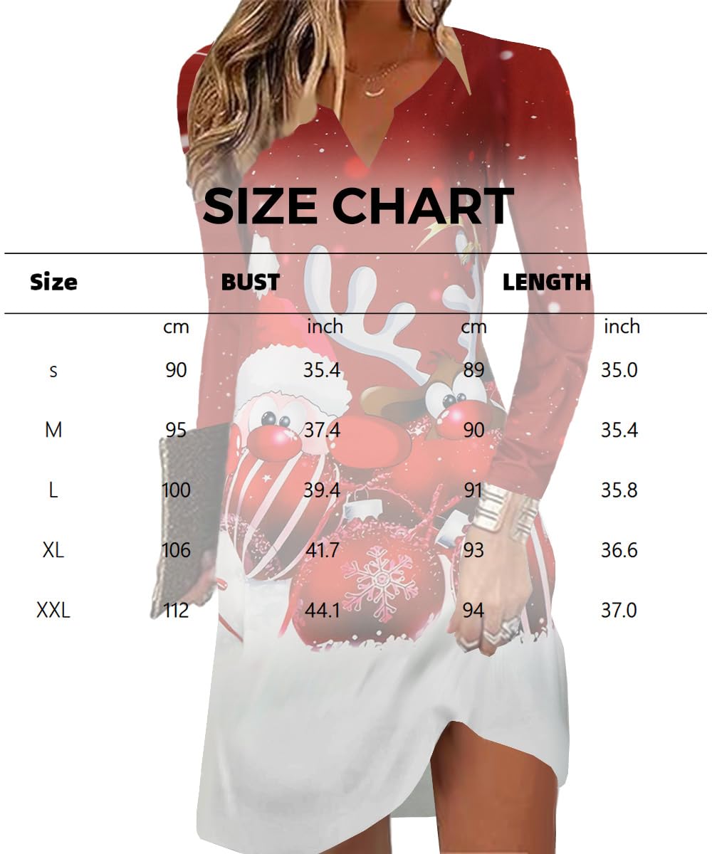 Yeenily Damen Bohemian Langarm Kleid V-Ausschnitt Blumenmuster Tunikakleider A Linien Lose Lässiges MiniKleid Freizeitkleid
