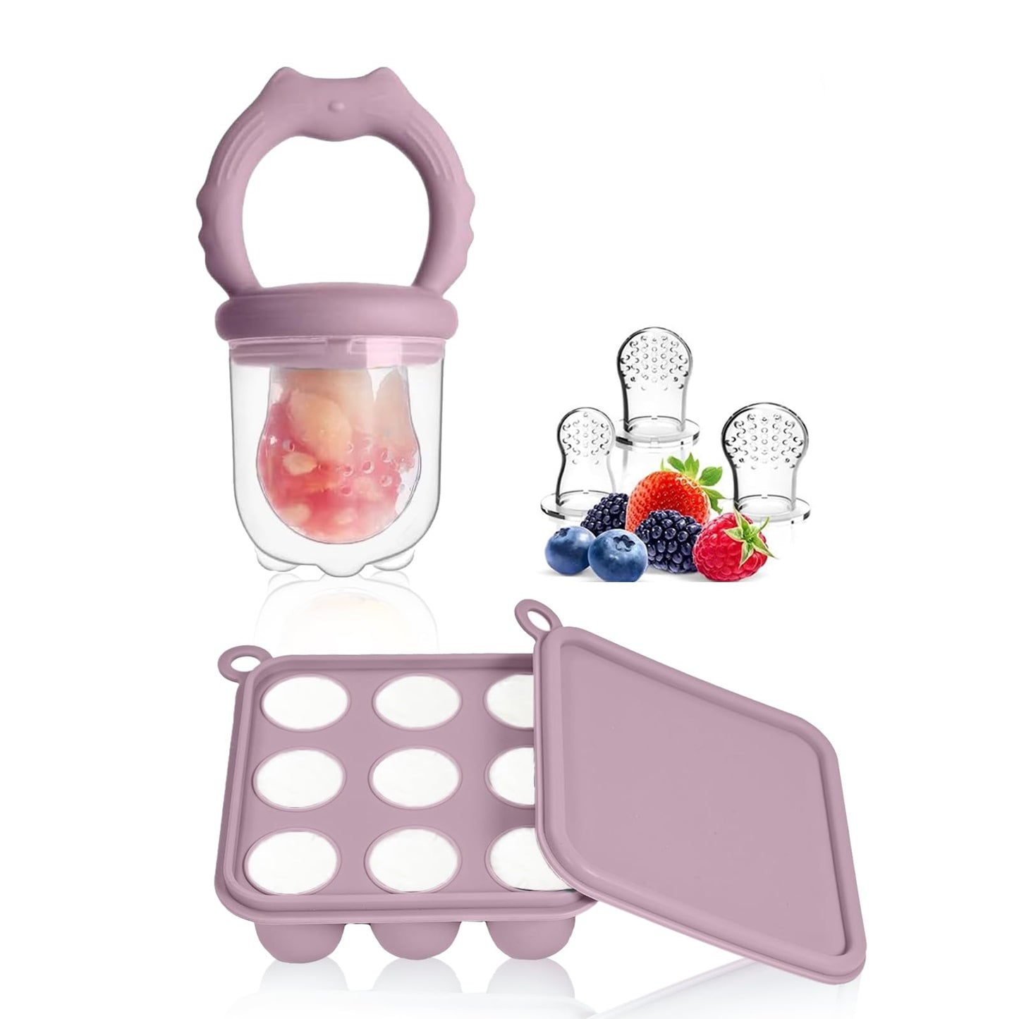 WeSweet Fruchtsauger Baby | Silikon Futterspender für Babynahrung und Gefriertablett für Babynahrung, Milch-Eis am Stiel, zur Linderung des Zahnens von Babys, Schnuller zum Selbstfüttern (Bear Sand)