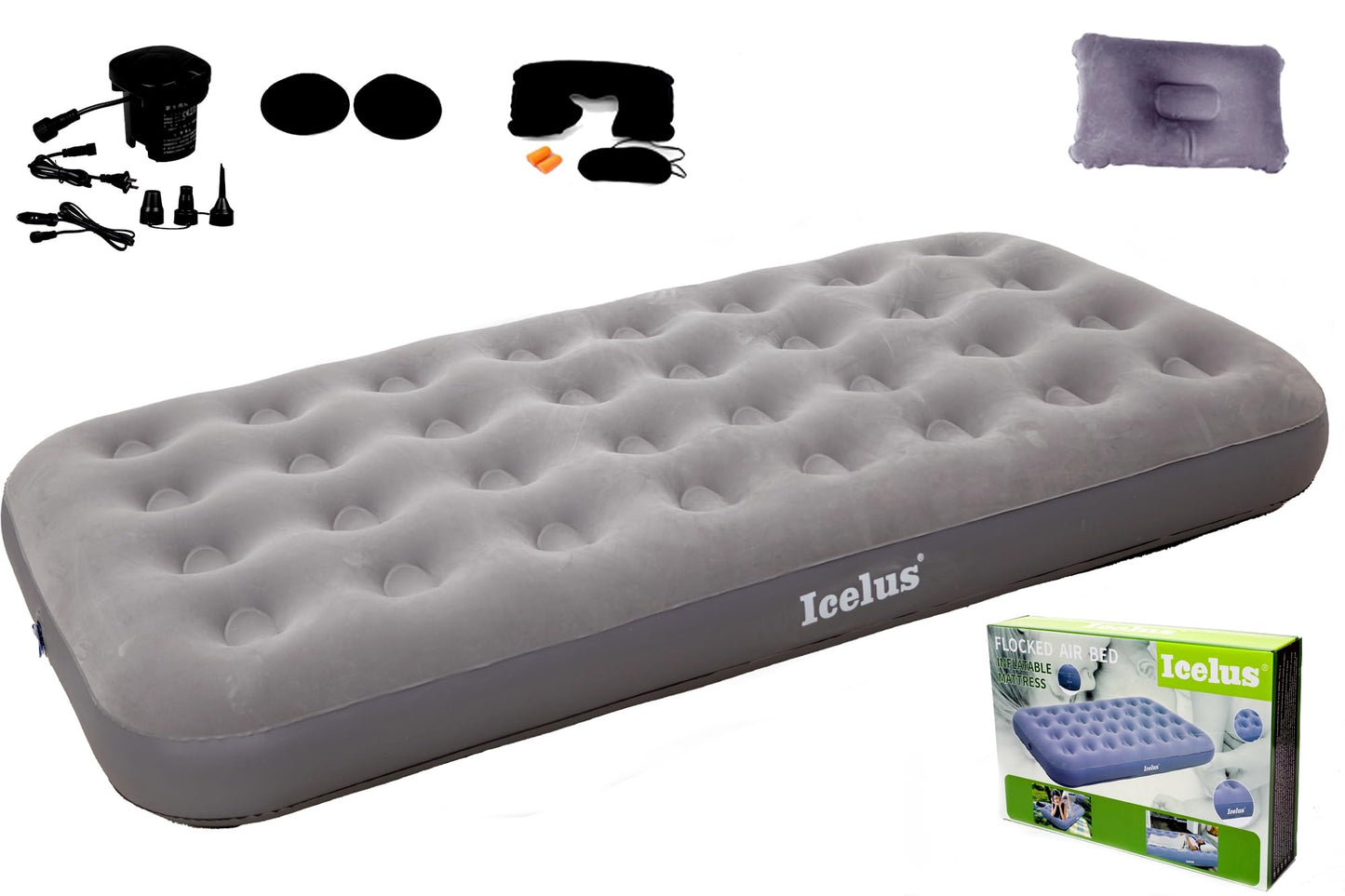 Icelus Auto Matratze SUV Luftmatratze with Luftpumpe 195 * 130 * 15 cm Aufblasbare Camping Kombi Luftbett für Auto Rücksitz Dickere Kofferraum Matratze Bett für Camping Outdoor Traveling