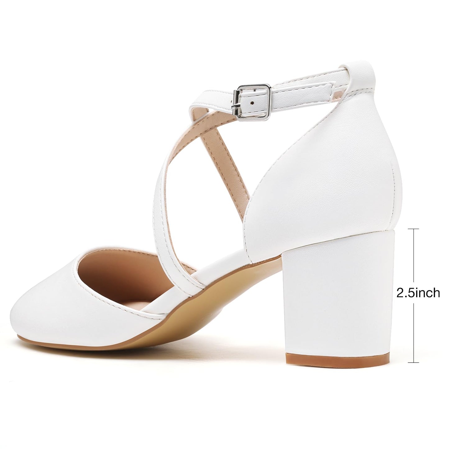 Greatonu Damen Pumps Riemchenpumps Spangenpumps Sandale mit Kreuz Knöchelriemen Blockabsatz Geschlossener Spitze Glitzer Pumps - Perfekt für Hochzeiten und Partys