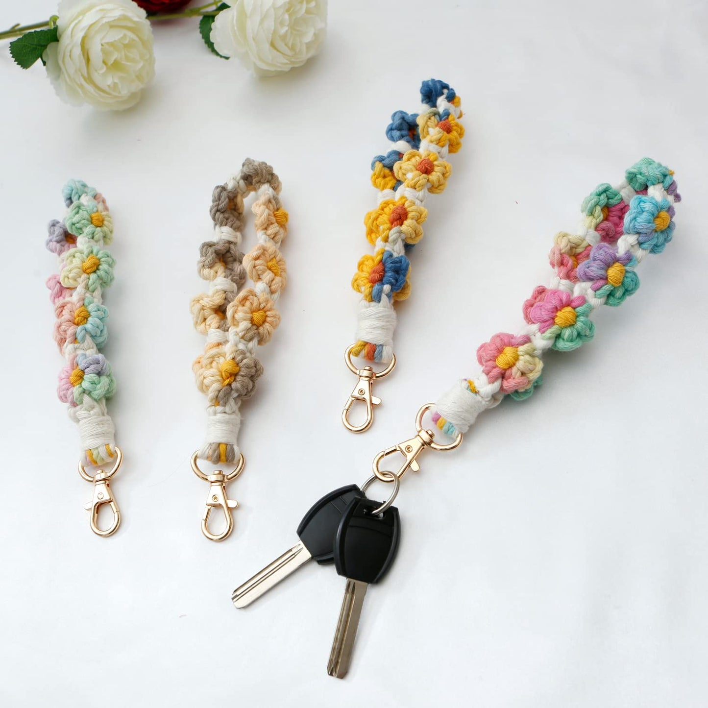 AOKSUNOVA Key Ring Band Macrame Lanyard Short Key Pendant Girls Gift for Women