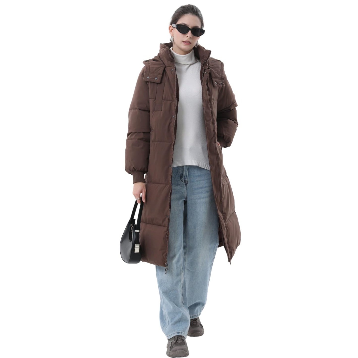 PUFFIT Women's Winter Coat with Hood Warm Waterproof Long Jacket Quilted Coat Female