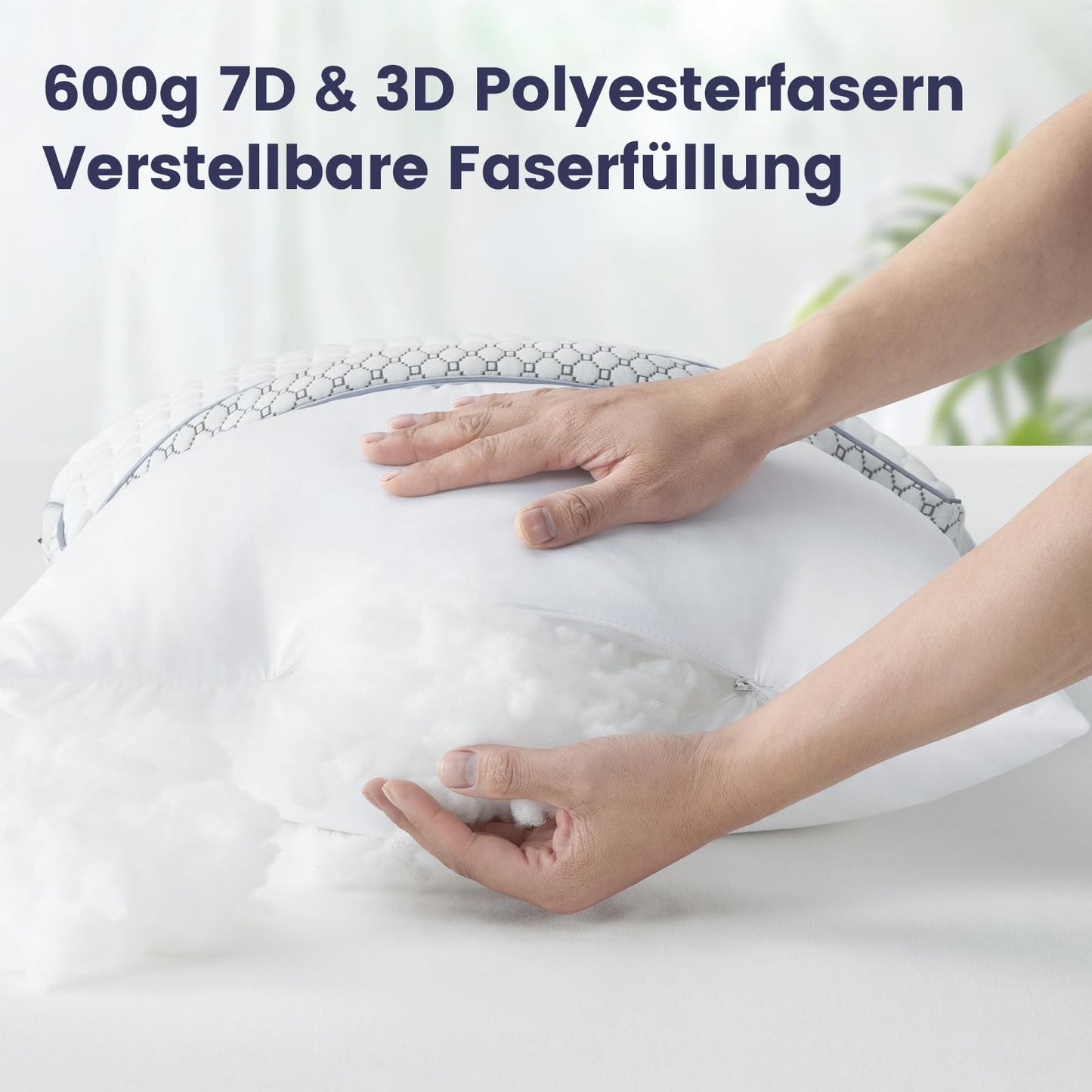 BedStory kopfkissen 40x80,Verstellbare Faserfüllung Kissen mit reißverschluss, Hotel Kissen 2er Set aus 950g x 2 mikrofaser, Waschbares nackenkissen für Allergiker, Seitenschläfer und Rückenschläfer