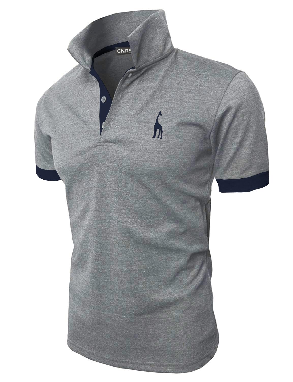 GNRSPTY Poloshirt Herren Kurzarm Polohemd Giraffe Stickerei Einfarbig T-Shirt M-3XL