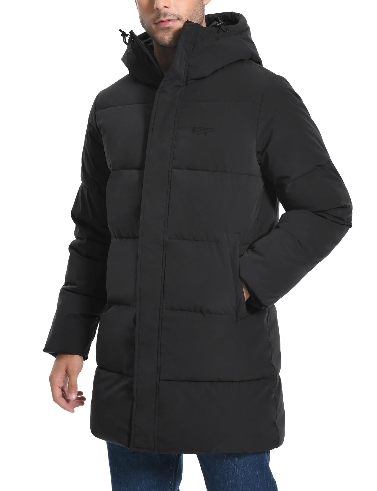 Pioneer Camp Men's Winter Jacket Long Windproof Waterproof Warm Down Jacket Winter Outdoor Parka Jacket with Hood