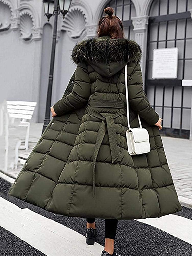 Onsoyours Women's Winter Jacket, Long Down Jacket, Quilted Jacket, Winter Coat, Parka Jacket, Outerwear, Women's Winter Warm Down Coat with Fur Collar