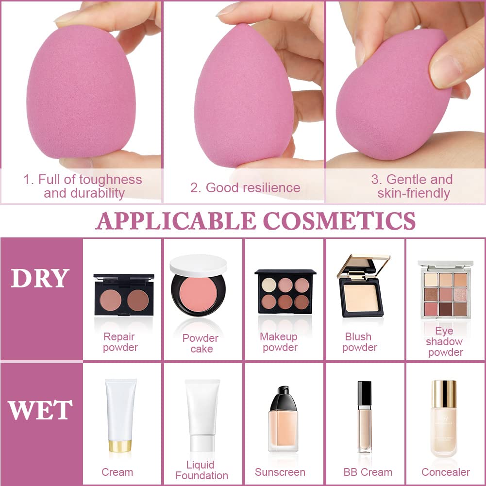 AUAUY 4 PCS Make up Schwamm Set, Foundation Blending Beauty Sponge, Beauty Makeup Schwämme Blender für Flüssigkeit Foundation Puder Sonnenschutz und Creme mit 1 Schwammhalter, 1 Puderquaste