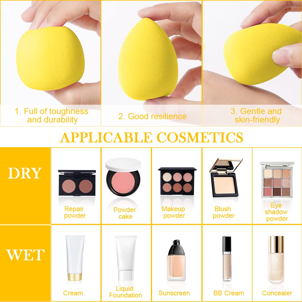 AUAUY 4 PCS Make up Schwamm Set, Foundation Blending Beauty Sponge, Beauty Makeup Schwämme Blender für Flüssigkeit Foundation Puder Sonnenschutz und Creme mit 1 Schwammhalter, 1 Puderquaste
