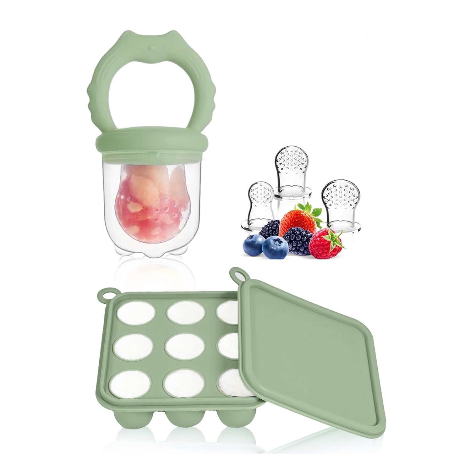 WeSweet Fruchtsauger Baby | Silikon Futterspender für Babynahrung und Gefriertablett für Babynahrung, Milch-Eis am Stiel, zur Linderung des Zahnens von Babys, Schnuller zum Selbstfüttern (Bear Sand)