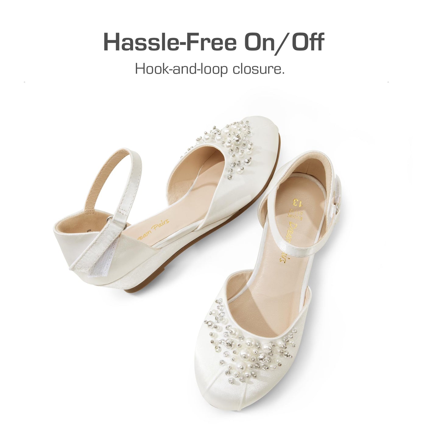 DREAM PAIRS Mädchen Prinzessin Schuhe Schulschuhe Flache Schuhe Kleiderschuhe Absätze niedrige Keilpumps mit Perlen und Strasssteinen