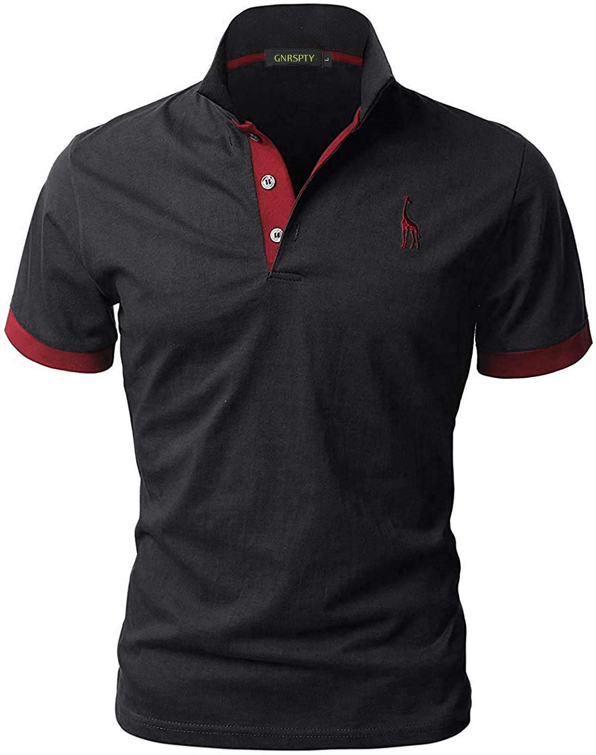 GNRSPTY Poloshirt Herren Kurzarm Polohemd Giraffe Stickerei Einfarbig T-Shirt M-3XL