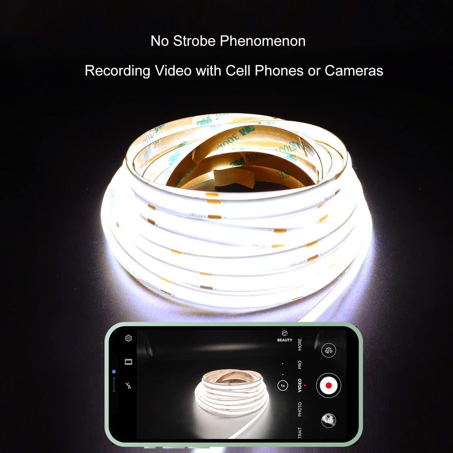 BUNACET COB RGB LED Strip 6M 24V Dimmbar, LED Streifen 3456 LEDs, Leiste Band Stripes Lichtband mit Netzteil RF Fernbedienung & APP Bluetooth für Küche Schlafzimmer Deko